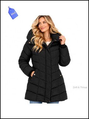 Women's Long Quilted Puffer Parka Jacket Hooded Winter Coat